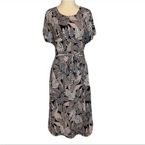 ANN TAYLOR Size 4 Jersey Knit Midi Dress Dolman Sleeve Tie Waist